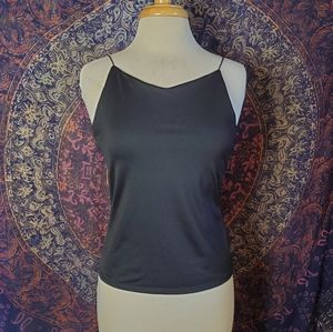 B Moss Black Stretch Jersey V-Neck Camisole Bra Shelf Tank Womens Size Small